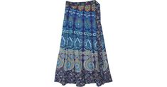 Peacock Mandala Maxi Cotton Wrap Skirt in Clothing - This one-of-a-kind deep blue skirt is the much-needed accessory for the season! With its unique peacock feather pattern featuring a mandala in the middle, it truly makes a style statement. Features: Wrap-Around-Skirt, Misses, Maxi Skirt, Vacation, Beach, Floral, Printed, Indian. Fitted Blue Maxi Skirt For Festival, Blue Wrap Skirt For Summer Festivals, Blue Bohemian Flowy Wrap Skirt, Blue Maxi Skirt For Festivals, Blue Bohemian Wrap Skirt For Festival, Hippie Long Blue Skirt, Hippie Style Blue Long Skirt, Blue Long Wrap Skirt For Festival, Blue Long Hippie Skirt