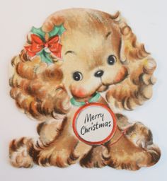 Merry Christmas Puppy Dog 1946 Vintage Greeting Card Hallmark 5X304-6 Cute Doggy | eBay Kitty And Puppy, Dog Spaniel, Puppy Christmas, Hallmark Greeting Cards, Christmas Puppy, Hallmark Cards, Vintage Card, Images Vintage, Vintage Christmas Cards