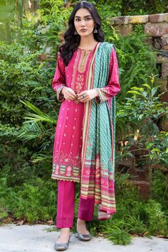 Zeen Wfm31761 Rosewood Winter Shawl 2021 Festive Pink Kurta With Naqshi Details, Pink Naqshi Kurta For Festive Occasions, Pink Jamawar Lawn Suit With Resham Embroidery, Pink Jamawar Dress With Dupatta, Pink Straight Kurta With Naqshi, Pink Anarkali Traditional Wear In Cambric, Pink Jamawar Salwar Kameez With Dabka Work, Pink Anarkali Lawn Suit In Jamawar, Pink Cambric Anarkali Traditional Wear