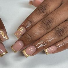 Prom 2k23, Biab Nails, Overlay Nails, Gold Acrylic Nails, Nail Acrylic, Acrylic Nail Powder, Nude Nail Designs, Edgy Nails