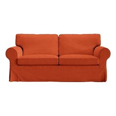 an orange couch on a white background