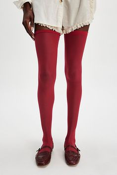 So delicate in every way, these thigh-high socks are featured in a sheer tulle fabrication for a slightly sultry design. **Fit:** Thigh-high length **Features:** Sheer nylon fabrication, seamed toe, raw hem **Why We | Tulle Over-the-Knee Socks by Only Hearts at Free People in Red, Size: M/L Stretch Over-the-knee Stockings For Party, Over The Knee Party Stockings, Fitted Thigh High Hosiery, Chic Thigh-high Stockings For Party, Fitted Over-the-knee Socks For Spring, Fitted Over-the-knee Party Stockings, Chic Thigh High Stockings For Party, Sheer Over The Knee Tights For Parties, Sheer Over-the-knee Tights For Party