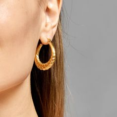 hypoallergenic and safe to swim waterproof and non-tarnishable jewelry . Chic and luxury different styles Pin Earrings, Hoops Gold, 18k Gold Earrings, Gold Hoops, Favorite Jewelry, Jewelry Earrings Dangle, Gold Earrings, Timeless Fashion, Gift For Her