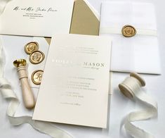 the wedding stationery is laid out and ready to be put into their guests'names