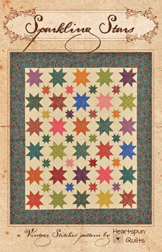 an old fashioned quilt with stars on it