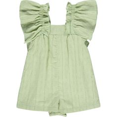 The prettiest shortie romper with gathered oversized fill sleeves with a gentle elasticated back for best fit. Pretty cotton cutout and embossed fabric. Perfect all day play wear or for a summer party. | ettie + h | Amelia Puff Shoulder Romper, (Green, Size 12-18M) | Maisonette collects the best children’s products from around the world (unlike Zulily, Etsy, The Tot, Farfetch Kids, Childrensalon, Crate and Kids, Kohls, Wayfair, Buy Buy Baby, Nordstroms, Mini Boden, J.Crew Factory, or PotteryBarn Kids), creating a curated shopping experience for you. Think of us as your shortcut to fashion for litte ones! Spring Bubble Romper With Puff Sleeves And Ruffles, Summer Bubble Romper With Ruffles And Puff Sleeves, Summer Puff Sleeve Bubble Romper With Ruffles, Short Sleeve Bubble Romper With Ruffles For Playdate, Short Sleeve Ruffle Bubble Romper For Playdate, Solid Color Short Sleeve Bubble Romper For Spring, Summer Bubble Romper With Smocked Back For Playwear, Casual Short Sleeve Bubble Romper With Ruffles, Cotton Bubble Romper With Ruffle Sleeves For Summer