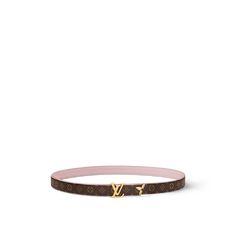 LOUIS VUITTON® - Pretty Lv 20mm Reversible Belt - Rose Ballerine Lv Belt, Reversible Belt, Louis Vuitton Official, Color Dorado, Monogram Canvas, Gold Tone Metal, Evening Wear, Women Collection, Calf Leather