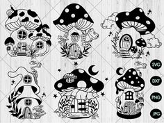 mushroom house svg files for cricut, silhouettes and other design projects