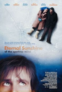 a movie poster with two people standing next to each other in front of an icy background