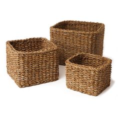 Seagrass Mini Square Baskets - FORD + ELM Amy Berry, Basket Square, Square Basket, Grass Basket, Square Baskets, Seagrass Basket, Amazon Home Decor, Basket Shelves, Large Baskets