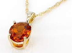 2.13ct Oval Madeira Citrine With 0.05ctw Round Yellow Diamond Accent 18K Yellow Gold Over Sterling Silver Pendant With 18" Singapore Chain. Measures Approximately 0.78"L X 0.31"W. 2mm Bail. Lobster Claw Clasp With 2" Extender Jtv Jewelry, Citrine Gemstone, Yellow Diamond, Cultured Pearls, Sterling Silver Pendant, Gemstone Colors, Lobster Claw, Sterling Silver Pendants, Post Earrings