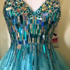 New With Tags Beautiful Dress For A Teenager Stunning Party Dresses, Gingerbread Dragon, Ocean Inspired Dress, Mermaid Inspired Outfits, Fiber Optic Dress, Bling Outfits, Aquamarine Dress, Candy Photoshoot, Glass Dress