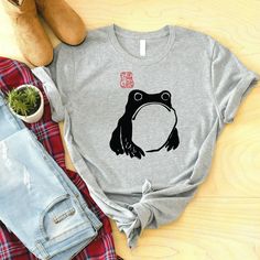 Japanese Frog Shirt, Japanese Art T-Shirt, Aesthetic Shirt, Grumpy Japanese Frog Shirt, Vintage Style Art, Sad Frog Shirt, Japan Frog Gift Japanese Frog, Frog Shirt, T Shirt Aesthetic, Frog Gifts, Vintage Style Art, Aesthetic Shirt, Shirt Aesthetic, Aesthetic Shirts