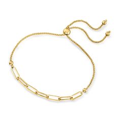 Ross-Simons - 14kt Yellow Gold Paper Clip Link Bolo Bracelet. RS Pure. Modern designs that complete your outfit and complement your personality. Our on-trend paper clip links decorate the front of this delicate bolo bracelet, which connects to a wheat chain at the back. Sliding mechanism adjusts to fit most wrists. 14kt yellow gold paper clip link bolo bracelet. Classic Gold-tone Paperclip Bracelet With Adjustable Chain, Elegant Adjustable Cable Chain Bracelet, Elegant Formal Paperclip Bracelet With Adjustable Chain, Elegant Adjustable Chain Link Paperclip Bracelet, Elegant Adjustable Paperclip Bracelet, Adjustable Elegant Paperclip Bracelet, Elegant Gold Paperclip Chain Bracelet, Gold Paperclip Bracelet With Adjustable Chain For Formal Occasions, Elegant Adjustable Paperclip Chain Bracelet