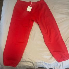 Khy By Kylie Jenner Fleece Jogger Oversize Boyfriend Boxyfit Size Large Color “Red” Brand New With Tags