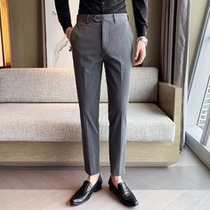 Advbridge 40 42 Summer Ankle Length Business Dress Pants Men Casual Office Social Suit Pant Wedding Party Streetwear Trousers Men Clothing Mens White Dress Pants, Dress Pants Men, Streetwear Trousers, Mens Clothing Brands, White Dress Pants, Khaki Dress Pants, Trousers Men, Suit Pant, Business Dress