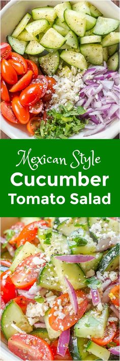 mexican style cucumber salad with tomatoes and onions