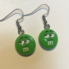 M&m Jewelry, Cute Everyday Green Jewelry, Fun Nickel-free Everyday Earrings, Fun Nickel-free Earrings For Everyday, Nickel Free Fun Earrings For Everyday, Casual Personalized Earrings As A Gift, Cute Personalized Earrings For Everyday Use, Cute Personalized Earrings For Everyday, Green Fun Earrings For Gift