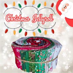 christmas jelly roll with santa claus in the background