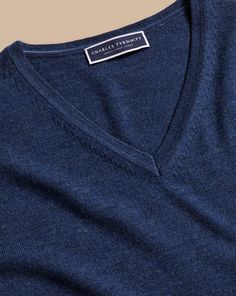 Merino V-Neck Jumper - Ink Blue | Men's Charles Tyrwhitt Merino V-Neck Sweater - Ink Blue Size Large Wool Classic Navy V-neck Top, Classic Blue V-neck Sweater For Work, Classic Blue V-neck Sweater, Charles Tyrwhitt Shirt, Merino Sweater, Charles Tyrwhitt, Ink Blue, New Details, Blue Ink