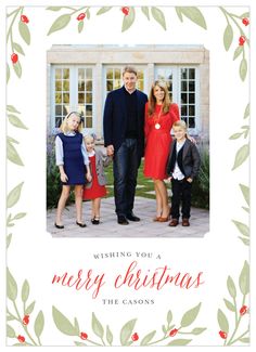 a family christmas card with the words wishing you a merry christmas