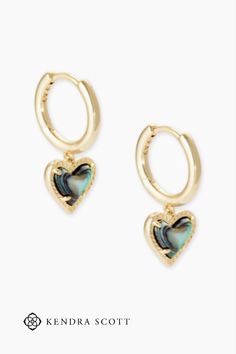 Hearts and huggies together - is there anything better? The Ari Heart Gold Huggie Earrings in Abalone Shell adds that little something extra to your look with its playful asymmetrical design. Gold Huggie Earrings, Heart Accessories, Valentines Day Hearts, Huggie Earrings, Kendra Scott Jewelry, Asymmetrical Design, Gorgeous Gift, Abalone Shell, Earrings Collection