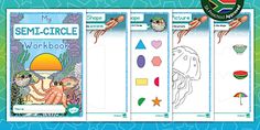 three bookmarks with pictures of sea creatures and the words sem - circle workbook