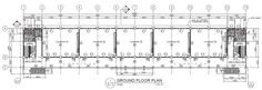 an architectural drawing of the ground plan for a building with multiple floors and balconies