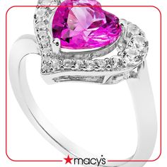 in stock Macy's Sterling Silver Ring Jewelry, Macy's Sterling Silver Ring, Macy's Rings With Accent Stones For Gift, Macy's White Gold Rings As Gift, Macy's White Gold Rings For Gift, Macy's Fine Jewelry Rings As A Gift, Macy's Silver Promise Ring, Valentine's Day Ring With Accent Stones, Macy's Pink Jewelry For Anniversary