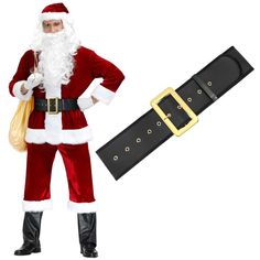 PRICES MAY VARY. 🎄Reliable Material: This Santa Claus belt is made of PU leather, safe and comfortable. There's no special foul smell. With gold alloy buckle, the metal texture is very good, the surface is shiny. Both sides of the strip have fabric edges, and the stitching is very neat. 🎄 Size Selection: Unlike other Santa belts in one size, we have Santa Claus belts in 5 sizes. The total length is 37"/47”/55”/63”/70"; suitable for waist size 24"-28"/28”-37”/37”-45”/45”-54”/54"-64". 12 gilt ey Pirate Belt, Santa Claus Belt, Thick Clothes, Santa Belt, Black Pirate, Santa Belts, Gold Costume, Santa Costume, Elf Costume