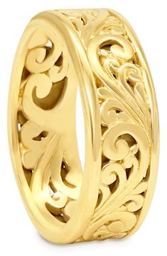 DEVATA 18K Yellow Gold Plated Sterling Silver Bali Ring | Nordstromrack Gold Plated Sterling Silver, Womens Jewelry Rings, Rings Statement, Gold Plating, Nordstrom Rack, Bali, Gold Plate, Plating, Nordstrom