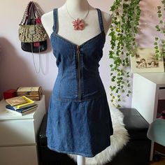 - Gorgeous mini Jean dress, tagged women's medium but fits more like a women's small - Minor staining is circled in the pictures (not noticeable) Denim Dress Aesthetic, 90s Denim Dress, Diesel Dress, Vintage Diesel, Diesel Denim, Jean Dress, 90s Denim, Dress Aesthetic, Y2k Fashion