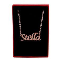 STELLA - Personalized Name Necklace - 18k Rose Gold/Gold plated/Silver tone - Free Gift Box & Bag - Office Necklace, Gold Name Necklace, Custom Name Necklace, Personalized Christmas Gifts, Box Bag, Christmas Bags, Personalize Bag, Rose Gold Necklace, Christmas Gifts For Her