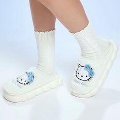 Questions? Leave A Comment Below! Brand New / Unused 2023 Size Large (9/10) From The Hello Kitty And Friends X Forever 21 Collection, This Pair Of Faux Shearling House Slippers Features A Slip-On Construction, Hello Kitty Embroidery With A Protruding Bow, And A Textured Cloud Sole. - 2023 Sanrio Co., Ltd. Used Under License Content + Care Padded Insole, Textured Outsole 100% Polyester Hello Kitty Embroidery, Cloud House, Kitty Embroidery, Hello Kitty Makeup Bag, Travel Bag Tag, Cat Stockings, Hello Kitty Mug, Hello Kitty Shoes, Blue Slippers