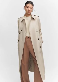 Waterproof double-breasted trench coat - Women | Mango USA Black Joggers Outfit, Jogger Outfit, Oversized Trench Coat, French Girl Style, Joggers Outfit, How To Look Rich, Classic Trench Coat, Double Breasted Trench Coat, Mango Fashion