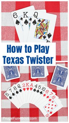 how to play texas twister with cards and checkered table cloth in the background