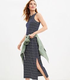 Loft Petite Striped Perfect Tank Midi Dress Size XL Navy/White Women's by Loft Size Petite - XL Navy/White Women's Shift, Dresses, Casual, Chic, 100%, Cotton, Machine, Washable Shift Dresses, Navy Green, Petite Dresses, Large Size Dresses, Dresses Casual, Navy White, Tank Dress, Striped Dress, Effortless Style