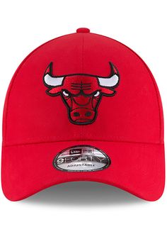 This Chicago Bulls Red Adjustable Hat features a team logo embroidered on the front. Team logo embroidered on the front, Velcro Strap Closure, Team wordmark on back velcro closure, Structured crown, Pre-curved bill, 100% Polyester, New Era logo embroidered on the right side, Poly, Washable, Imported Classic Red Hat With Embroidered Logo, Classic Red Sports Hat, Classic Red Snapback Hat For Sports, Red Casual Baseball Cap For Fans, Collegiate Red Baseball Cap For Sports, Red Trucker Hat With Embroidered Logo And Curved Brim, Red Hat With Embroidered Logo And Curved Brim, Red Sporty Hats For Fan Merchandise, Sporty Red Hat For Fan Merchandise