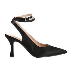 Our chicest heel yet, the Marcella by Journee Collection. With satin fabric uppers and a wrap-around buckle strap, this gorgeous heel is perfect for your next night out. A pointed-toe and sweetheart topline finish this backless silhouette for a retro look.Closure Type: BuckleShoe Heel Height: 3 InchesUpper/Outer Base Material: 100% Fabric UpperShoe Lining Material: PolyurethaneSole Material Content: 100% PolyurethaneToe Type: Pointed Toe, Closed ToeHeel Style: Stiletto HeelCountry of Origin: Im… Gorgeous Heels, Black Pumps Heels, Pumps Heels Stilettos, Shoes Pumps, Journee Collection, Heel Pumps, Retro Look, Stiletto Heel, Pump Shoes