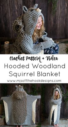 the crochet pattern for hooded woodland squirrel blanket