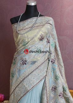 This exclusive boutique designer hand made Shaded Muslin saree is a perfect and unique choice for your occasional and party wear. Delicate Neat Multicolored Flower Embroidery, and Tussels Work. Matching Running Blouse Piece Color: There might be slight color variation due to lightings and flashes while photo shooting. The color may also vary because of different screen resolutions. Wash Care: Dry Clean Only. Note: This is a hand made boutique saree and could take 1 to 2 weeks longer than the est Embroidered Pista Green Pre-draped Saree For Reception, Pista Green Saree With Intricate Embroidery, Designer Wear Pista Green Saree With Intricate Embroidery, Designer Pista Green Saree With Intricate Embroidery, Pista Green Georgette Saree With Intricate Embroidery, Pista Green Saree With Intricate Embroidery For Reception, Festive Pista Green Saree With Intricate Embroidery, Unstitched Pista Green Saree With Intricate Embroidery, Pista Green Chanderi Saree With Intricate Embroidery