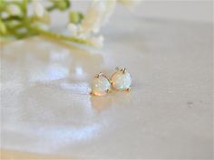 Opal Earrings, Gold Stud Earrings, Gift for Her, Earrings for Women, Bridesmaid Earrings, Lightweight White Gemstone Trendy Earrings Hypoallergenic: The earring posts and clasps are made from hypoallergenic materials, making them suitable for sensitive ears and reducing the risk of irritation. Meaningful Gift: Opals are often associated with love, hope, and inspiration. These earrings make a meaningful gift for birthdays, anniversaries, or as a symbol of new beginnings and positive energy. Gift- Delicate Round Earrings With Prong Setting, Delicate Round Prong Set Earrings, Dainty Hypoallergenic Earrings For Anniversary, Hypoallergenic Dainty Earrings For Anniversary, Delicate Round Earrings For Gift, Dainty Prong-set Earrings As Gift, Dainty Prong Set Earrings As Gift, Delicate White Gemstone Earrings, Delicate Birthstone Earrings For Wedding