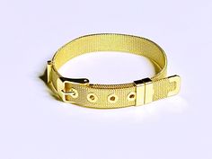 Remember those Gold Belts from the 70's? Well we loved them so much that we decided to bring them back, but as bracelets. These gold plated steel bracelets are adjustable up to 8-1/2 inches, and have a buckle style clasp. So cute and unlike anything else out there!! Gold Belt, Gold Belts, Steel Bracelet, Belts, So Cute, Gold Plate, Buckle, Plating, Bracelet