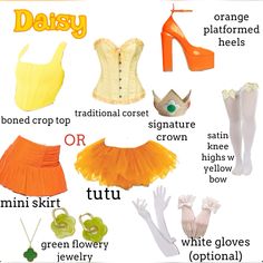 there are many different types of clothing and accessories on this page, including shoes, skirts, bras, dresses, necklaces