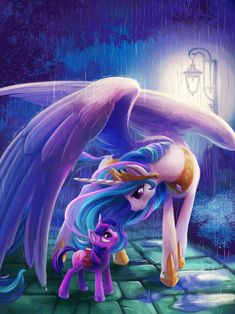 an image of a pony with wings in the rain