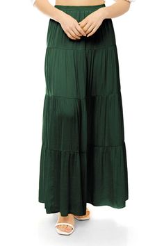 Women's Tiered Maxi Skirt Never Better Tiered Maxi Skirt Get ready to twirl in our Never Better Tiered Maxi Skirt! With its flowing tiers and comfortable waistband, this skirt will have you feeling like you're walking on air. Perfect for any occasion, from casual to dressy, our skirt will never fail to make you look and feel your best. Grab one (or two!) today! Details Available in sizes: S-L Woven fabric Tiered maxi design Fabric 100% Polyester Sizing Small: 2/4, Medium: 6/8, and Large: 10/12 F Cheap Flowy Skirt By Forever 21, Cheap Pleated Relaxed Maxi Skirt, Cheap Pleated Relaxed Fit Maxi Skirt, Cheap Green Maxi Skirt With Elastic Waistband, Moroccan Oil Hair, Never Better, Maxi Design, Tiered Maxi Skirt, Long Sleeve Outerwear