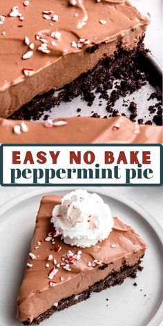 You have *got* to make this creamy, sweet no bake pie! This chocolate pie is packed with peppermint flavor and is the ultimate holiday dessert!