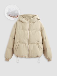 Beige Puffer Jacket, Beige Puffer, Clothing Details, Puffer Coat, Puffer Jacket, Cider, Trendy Outfits, Coats For Women, Puffer