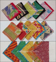 several different types of cloths laid out on top of each other in various patterns