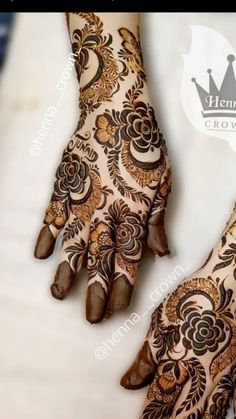 two hands with henna designs on them